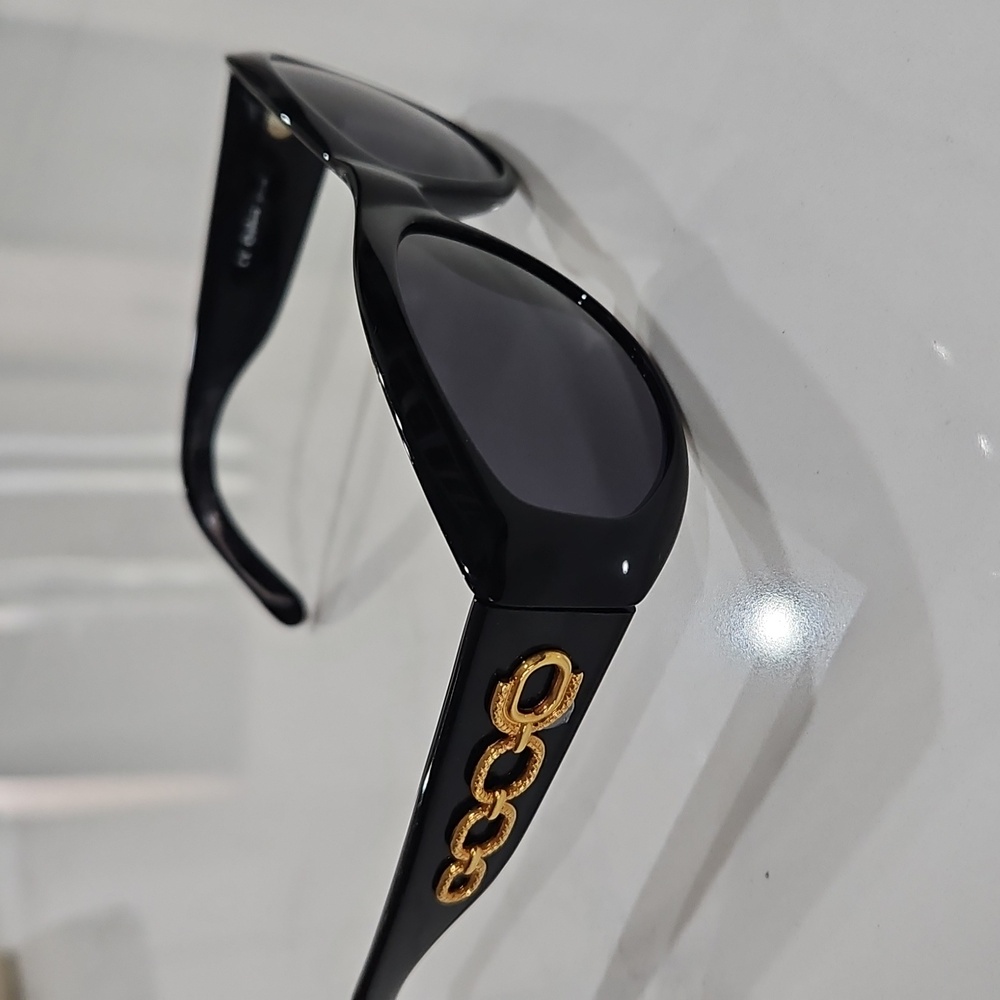 Vintage NEW 90's Sunglasses Made in Italy Black / Gold Accents
